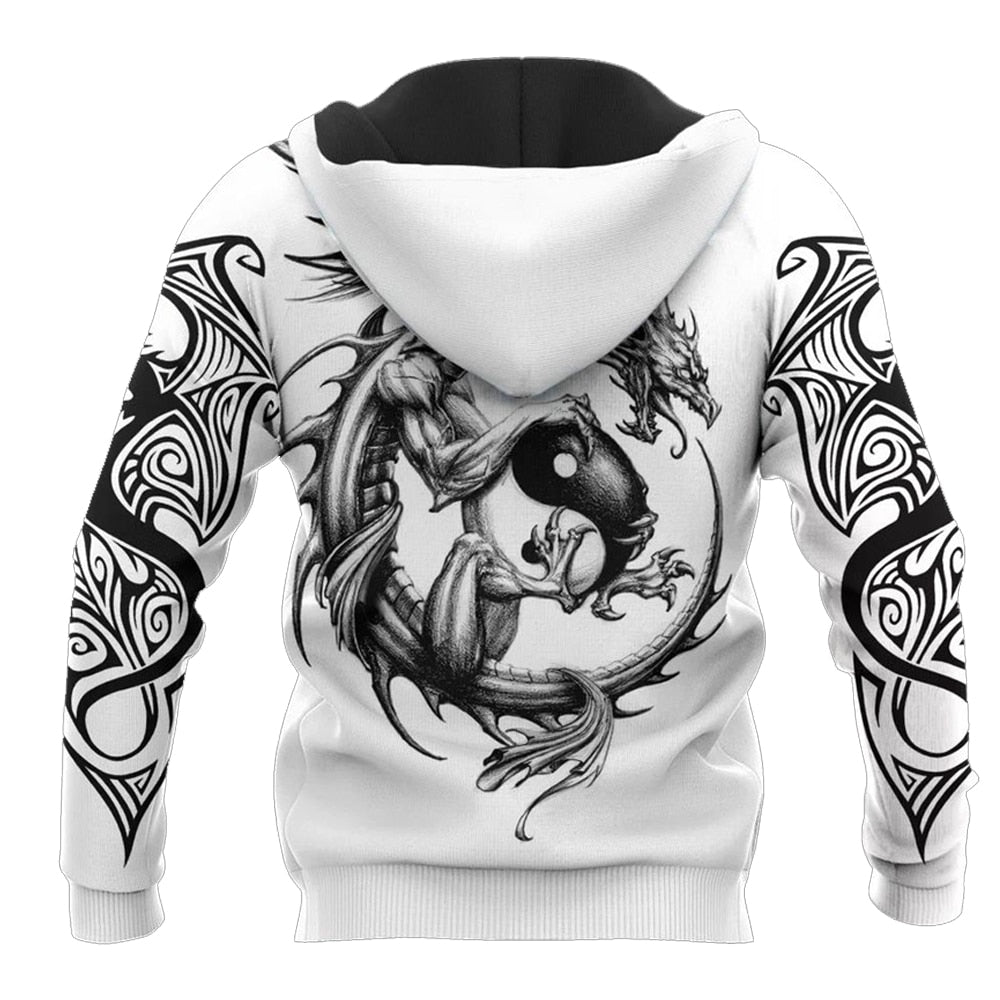 Dragon Hollywood X - Vintage Men & Womens Hoodies Fashion Dragons Lions Wolves Printing Loose Pullover New Pattern Hooded Sweatshirts Comfortable Leisure Jackets - BEVERLY HILLS CALIFORNIA-