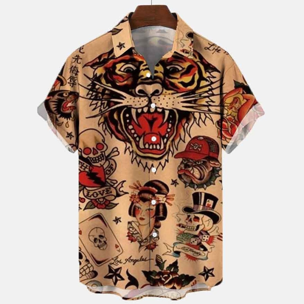Dragon Hollywood X - 2023 3d Myth Retro Animal Men's Hawaiian Shirts Lapel Mens Womens Children Shirt Summer Shirts Lionfish Dragon Print Short Sleeve Loose Eu Size