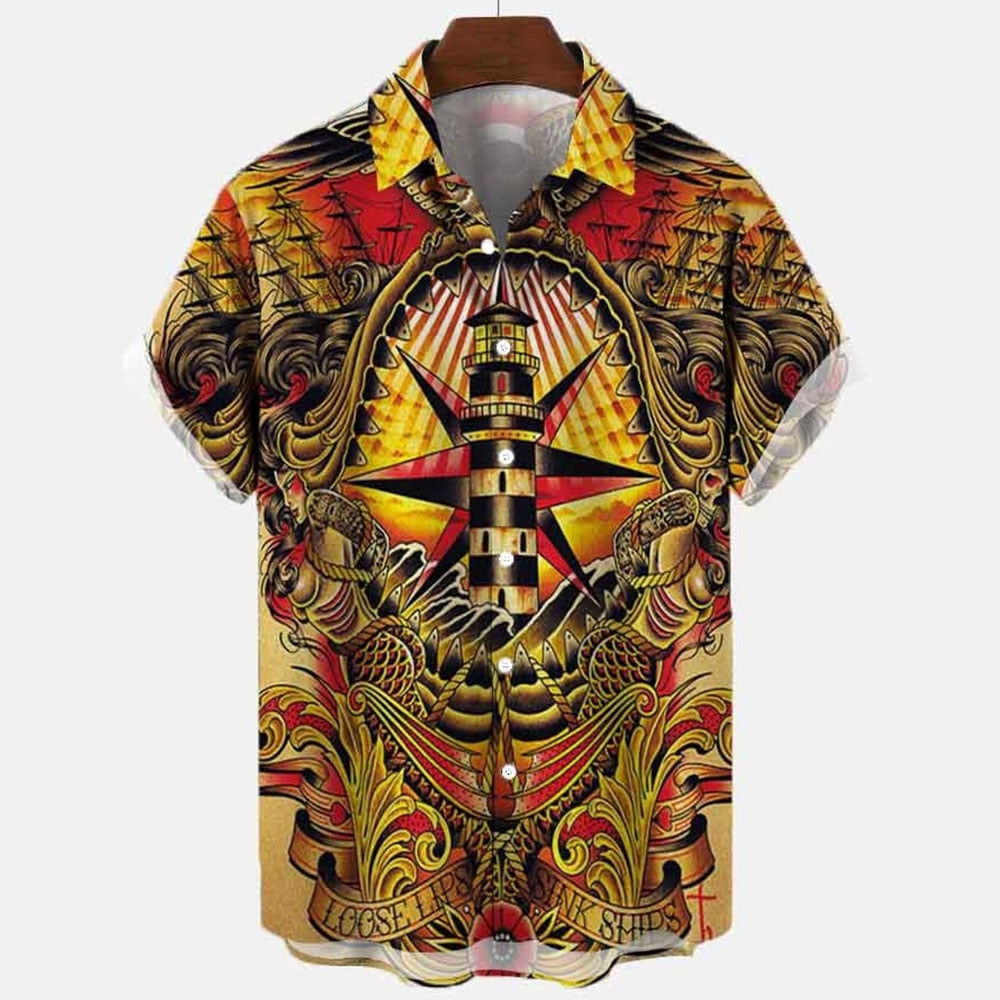 Dragon Hollywood X - 2023 3d Myth Retro Animal Men's Hawaiian Shirts Lapel Mens Womens Children Shirt Summer Shirts Lionfish Dragon Print Short Sleeve Loose Eu Size