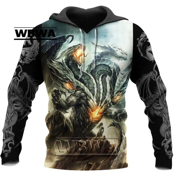 Dragon Hollywood X - Dragon And Tiger Tattoos 3D Printed Unisex Deluxe Hoodie Men Sweatshirt Streetwear Pullover Casual Jacket Tracksuit - BEVERLY HILLS CALIFORNIA