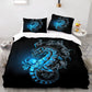 DRAGON HOLLYWOOD X - Duvet Cover Head of Dragon Ornate Effects on Backdrop Mythical Illustration for Women Men Kids Bedroom Decorations White Green BLUE - BEVERLY HILLS, CA