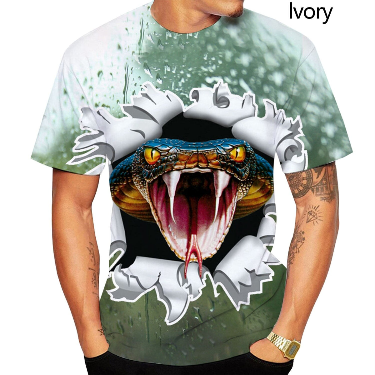 Dragon Hollywood X - Horror Eerie Snake 3D Printing Men Women Children Domineering T-shirt Fashion Novelty Short Sleeve Unisex Fun Snakeskin Cobra Tops