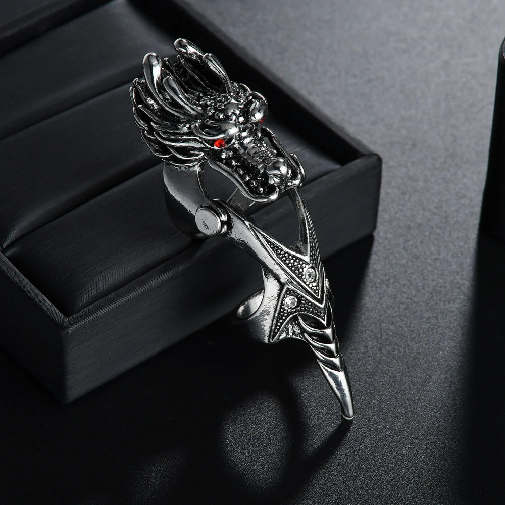 DRAGON HOLLYWOOD X - New Unisex Gothic Punk Dragon Skull Joint Knuckle Full Finger Claw Ring Statement Jewelry Party Club Charm Knuckle Rings Jewelry - BEVERLY HILLS, CA