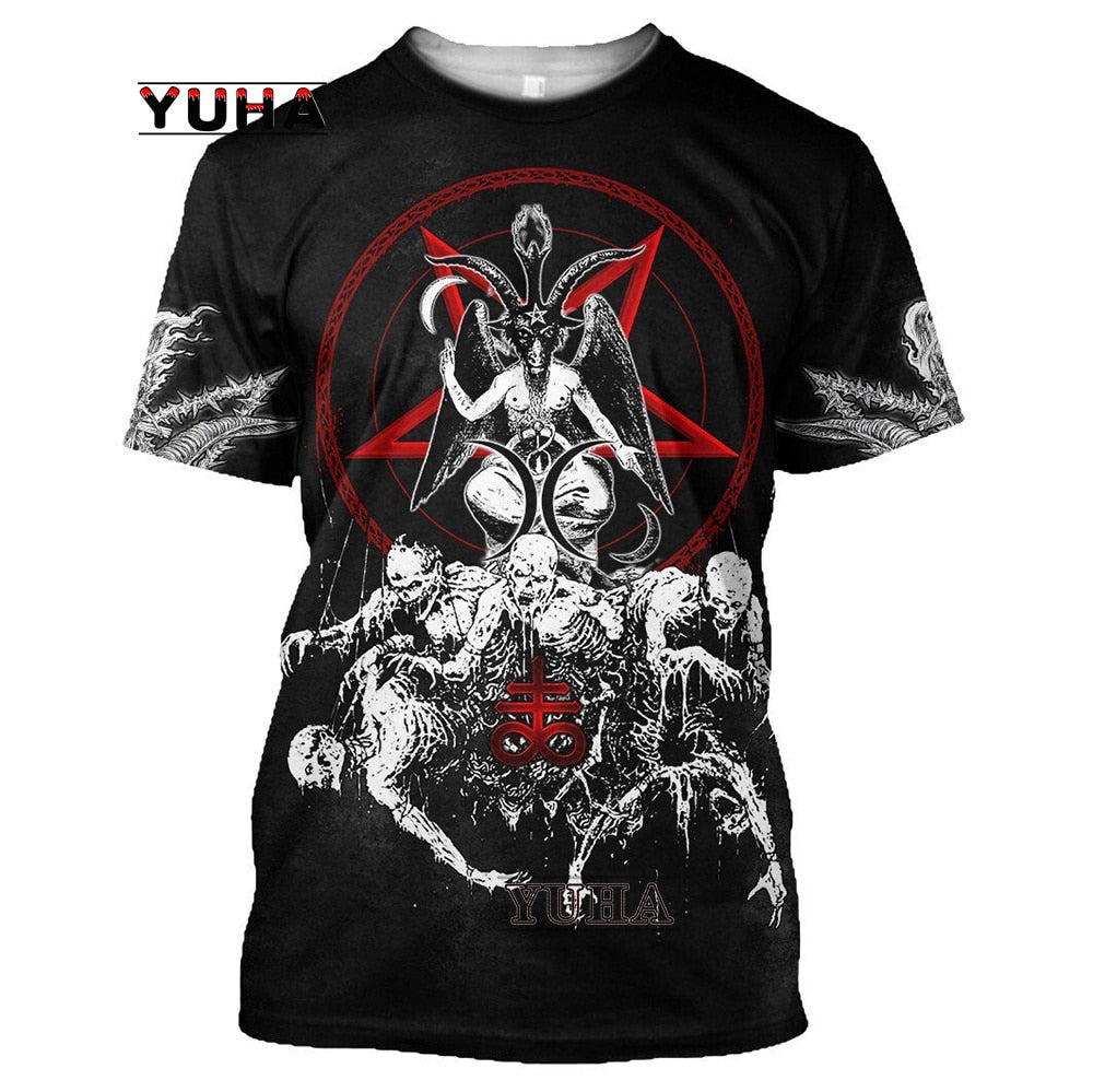 Dragon Hollywood X -,Reaper Skull Angel And Demon 3D Printed All Over Men's T-shirts Summer Fashion Harajuku Short Sleeve Shirts Unisex Tops Tee