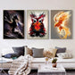 DRAGON HOLLYWOOD X - Nordic Cartoon Animal Dragon Owl Canvas Painting Posters and Prints Wall Art for Living Room Home Decoration Painting - BEVERLY HILLS, CA