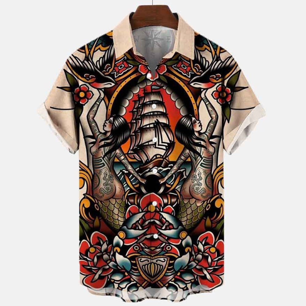 Dragon Hollywood X - 2023 3d Myth Retro Animal Men's Hawaiian Shirts Lapel Mens Womens Children Shirt Summer Shirts Lionfish Dragon Print Short Sleeve Loose Eu Size