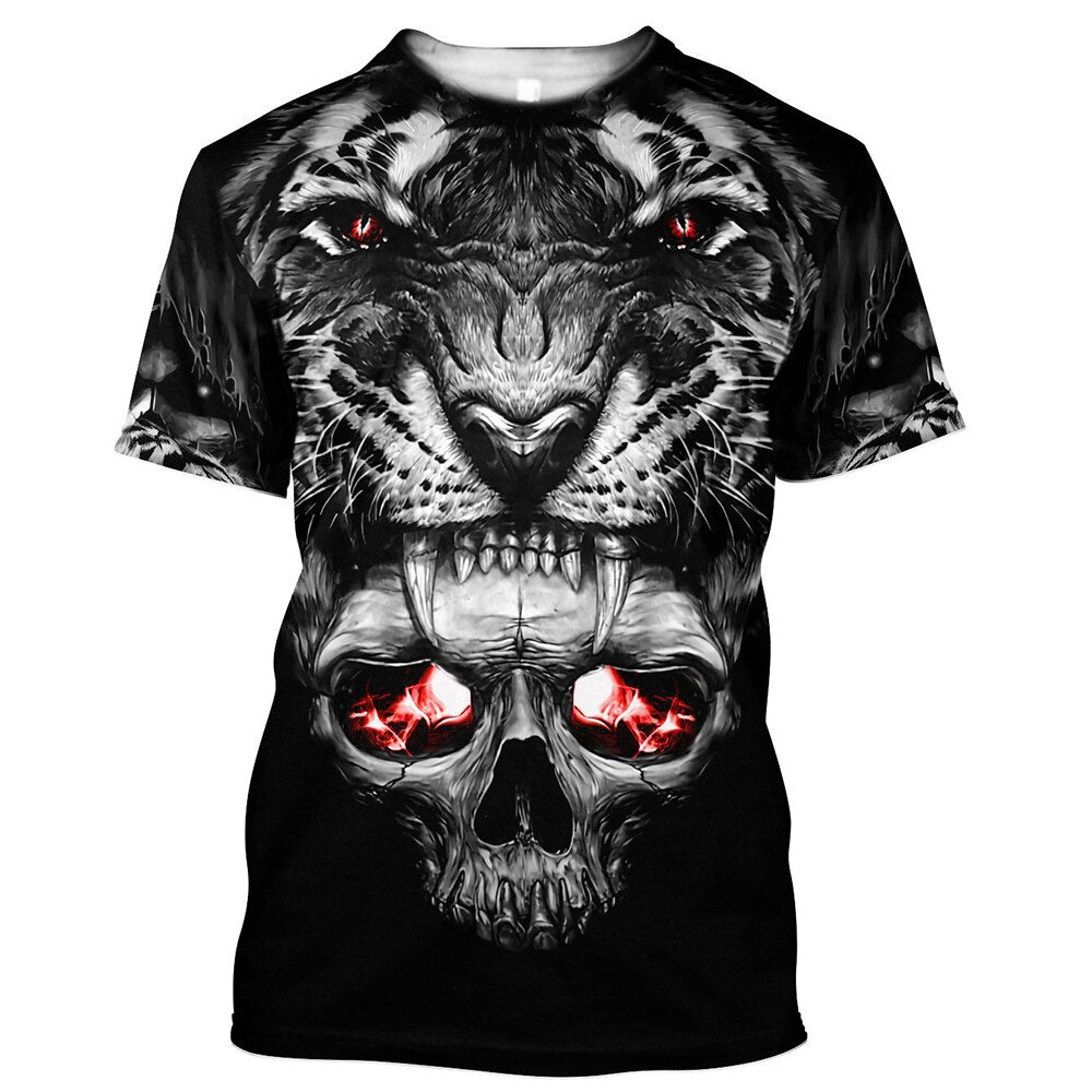 Dragon Hollywood X -,Reaper Skull Angel And Demon 3D Printed All Over Men's T-shirts Summer Fashion Harajuku Short Sleeve Shirts Unisex Tops Tee