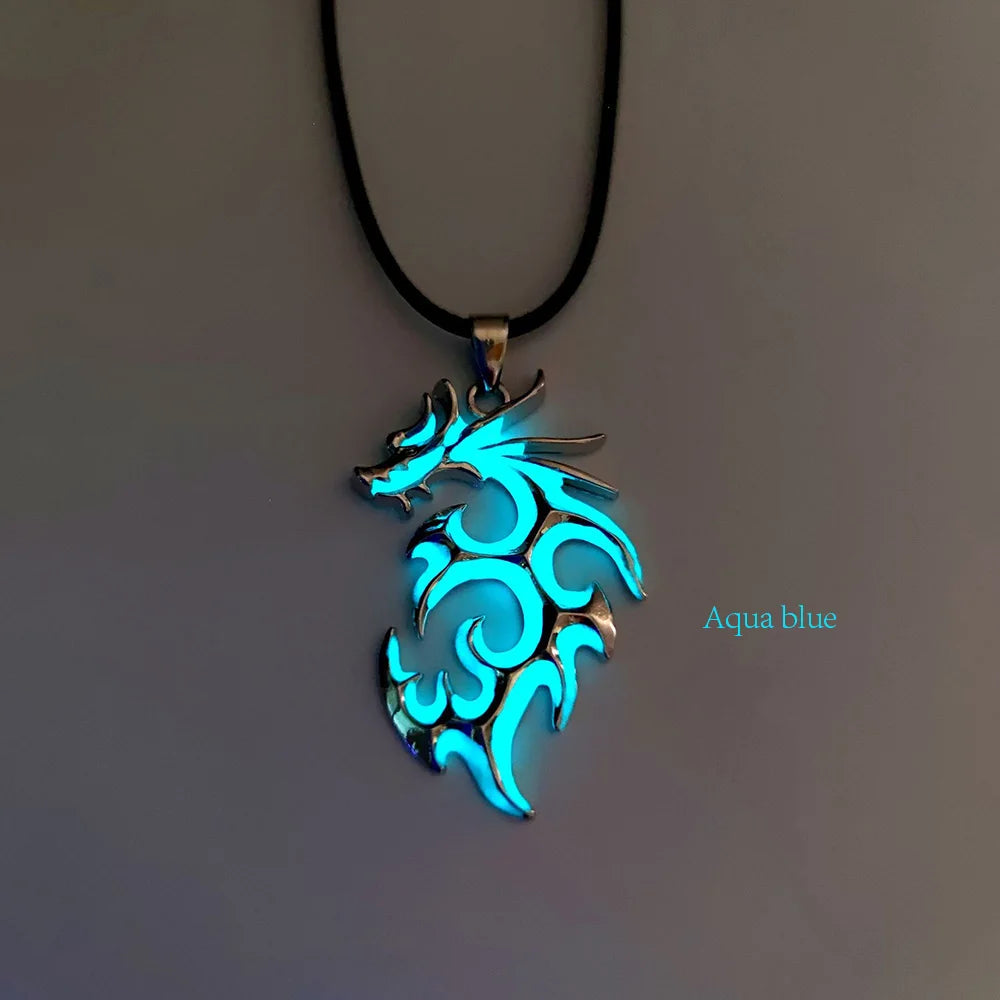 Dragon Hollywood X - Luminous Dragon Necklace Glowing Night Fluorescence Antique Silver Plated Glow In The Dark Necklace for Men Women Party - Beverly Hills, CA