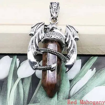 DRAGON HOLLYWOOD X - Fashion Dragon Shape Pendant Natural Stone Necklace Hexagonal Crystal Jewelry Accessories Reiki Healing Lapis Lazuli Amethyst - BEVERLY HILLS, CA