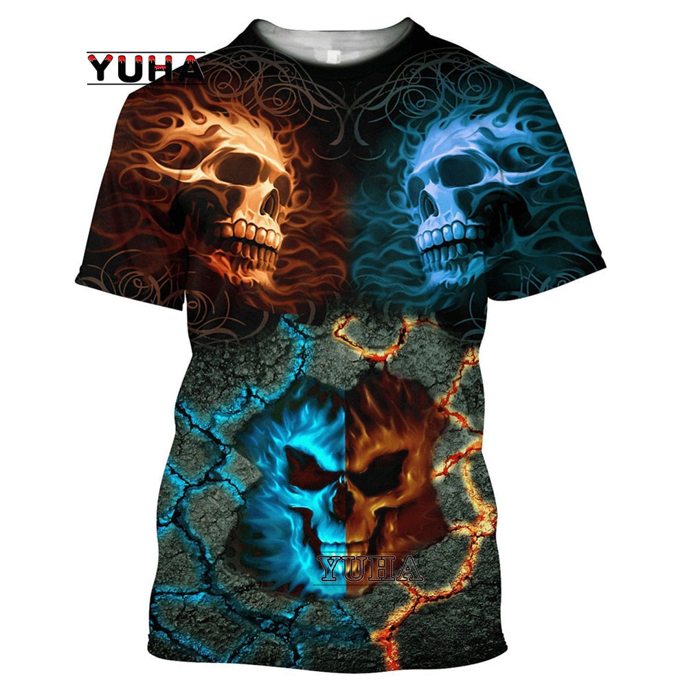 Dragon Hollywood X -,Reaper Skull Angel And Demon 3D Printed All Over Men's T-shirts Summer Fashion Harajuku Short Sleeve Shirts Unisex Tops Tee