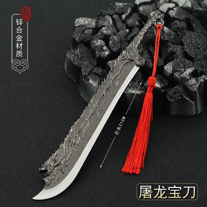 Dragon Hollywood X - 22cm Dragon Slaying Sabre Broadsword Machete Saber Metal Anime Game Peripheral Weapon Model Unisex - BEVERLY HILLS