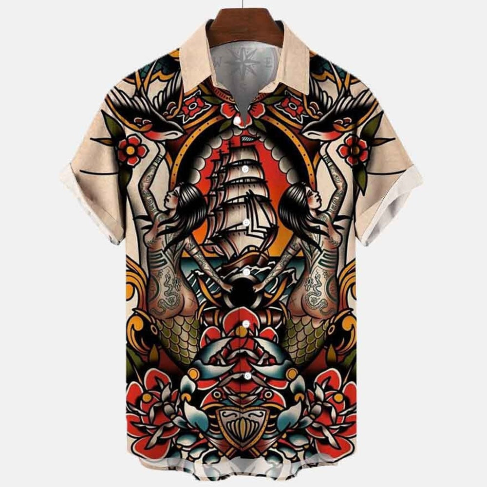 Dragon Hollywood X - 2023 3d Myth Retro Animal Men's Hawaiian Shirts Lapel Mens Womens Children Shirt Summer Shirts Lionfish Dragon Print Short Sleeve Loose Eu Size