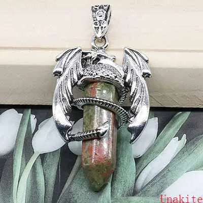 DRAGON HOLLYWOOD X - Fashion Dragon Shape Pendant Natural Stone Necklace Hexagonal Crystal Jewelry Accessories Reiki Healing Lapis Lazuli Amethyst - BEVERLY HILLS, CA