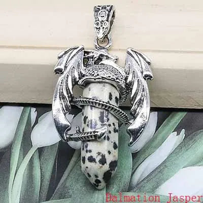 DRAGON HOLLYWOOD X - Fashion Dragon Shape Pendant Natural Stone Necklace Hexagonal Crystal Jewelry Accessories Reiki Healing Lapis Lazuli Amethyst - BEVERLY HILLS, CA