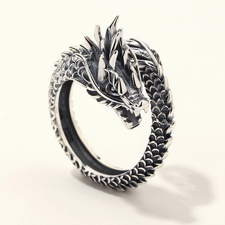 Dragon Hollywood X Ring - Silver Fashion Gothic Ancient Dragon Mens and Womens Jewelry Opening Ring - Awesome Personal or Gift Ring - BEVERLY HILLS - CALIFORNIA - USA