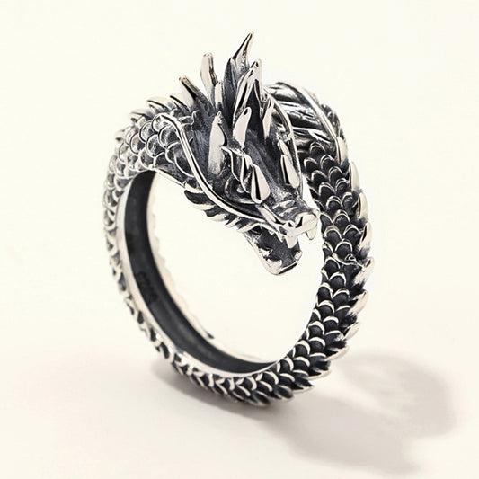 Dragon Hollywood X Ring - Silver Fashion Gothic Ancient Dragon Mens and Womens Jewelry Opening Ring - Awesome Personal or Gift Ring - BEVERLY HILLS - CALIFORNIA - USA