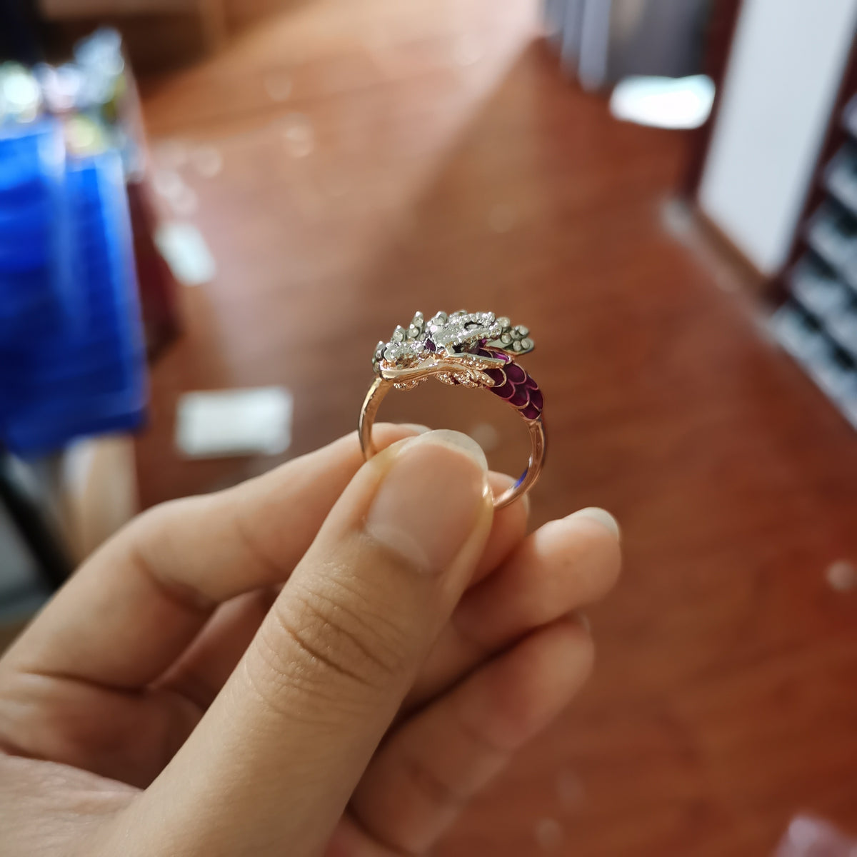 Dragon Hollywood X - Purple Dragon Crystal Rings Women Fashion Vintage Punk Ring Men Jewelry Rose Golden Ladies Rings Female Engagement Ring Women -BEVERLY HILLS CA