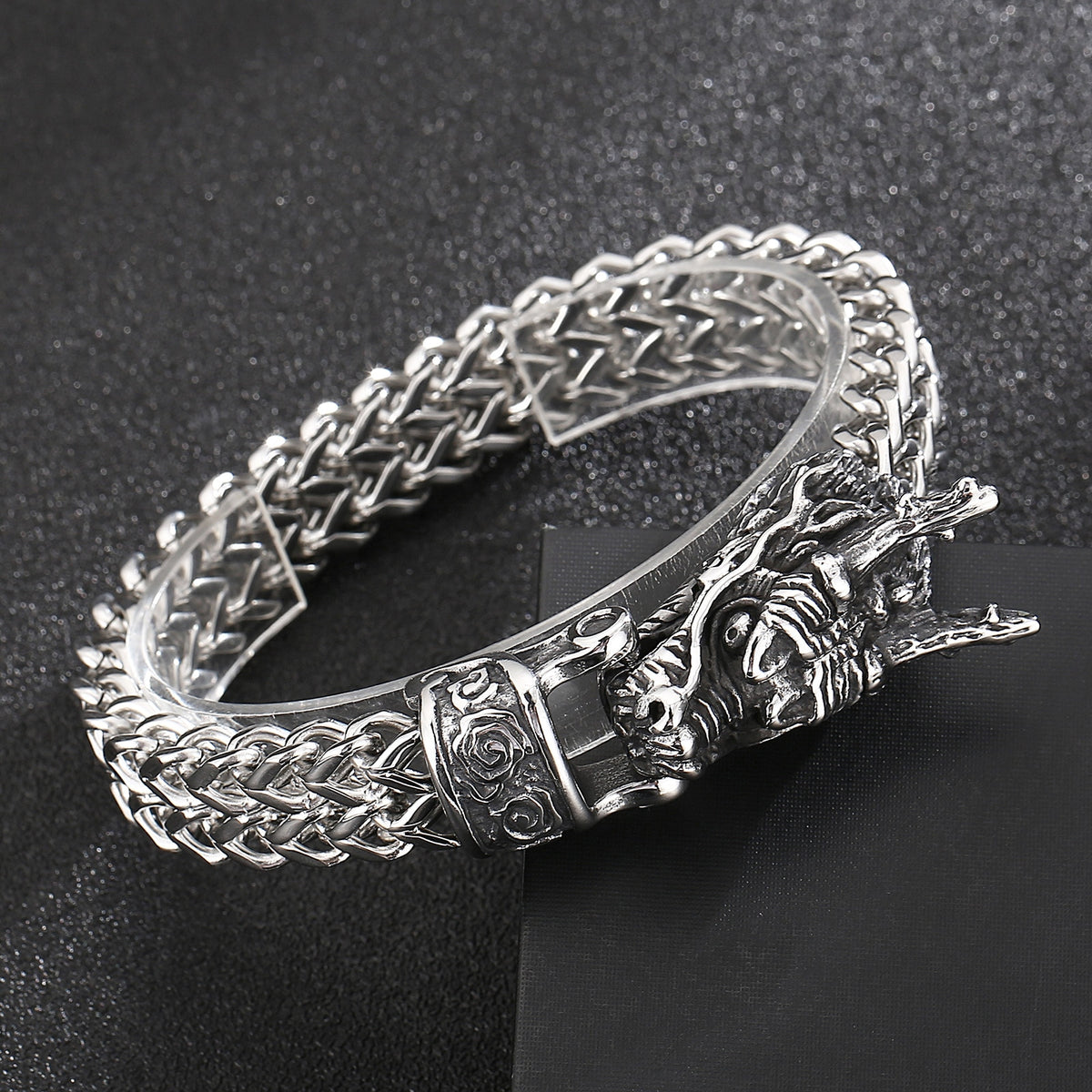 Dragon Hollywood X - Fongten Dragon Head Animal Punk Men's Bracelet Stainless Steel Designer Cool Viking Trendy Heavy Jewelry Gift - BEVERLY HILLS - CALIFORNIA - USA