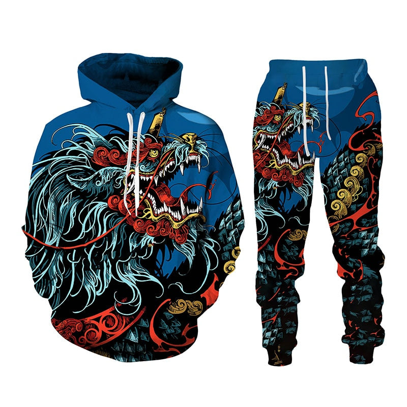 Dragon Hollywood X - 3D Dragon God Printed Mens Womens Hooded Sweater Sportswear Tracksuit Clothing Suit -BEVERLY HILLS CALIFORNIA