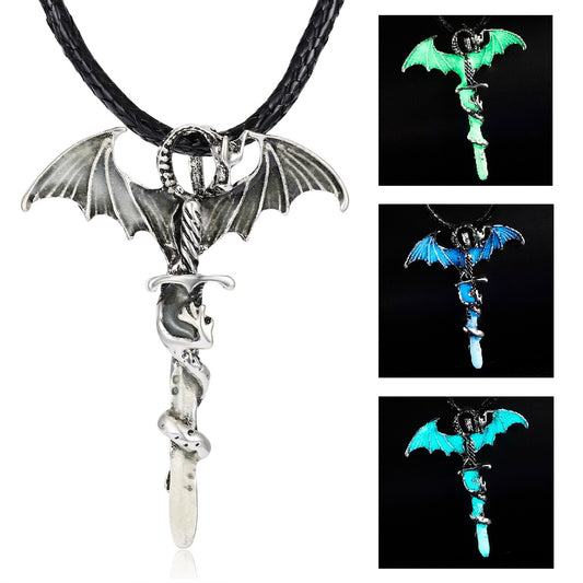 Dragon Hollywood X - Rinhoo Vintage Magic Steampunk Glowing Luminous Punk Dragon Pendants Necklaces Mens Jewelry Glow In the dark Pendant Necklace - BEVERLY HILLS, CALIFORNIA - USA