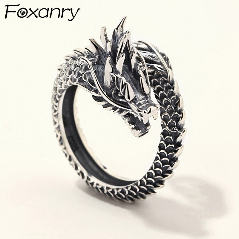 Dragon Hollywood X Ring - Silver Fashion Gothic Ancient Dragon Mens and Womens Jewelry Opening Ring - Awesome Personal or Gift Ring - BEVERLY HILLS - CALIFORNIA - USA