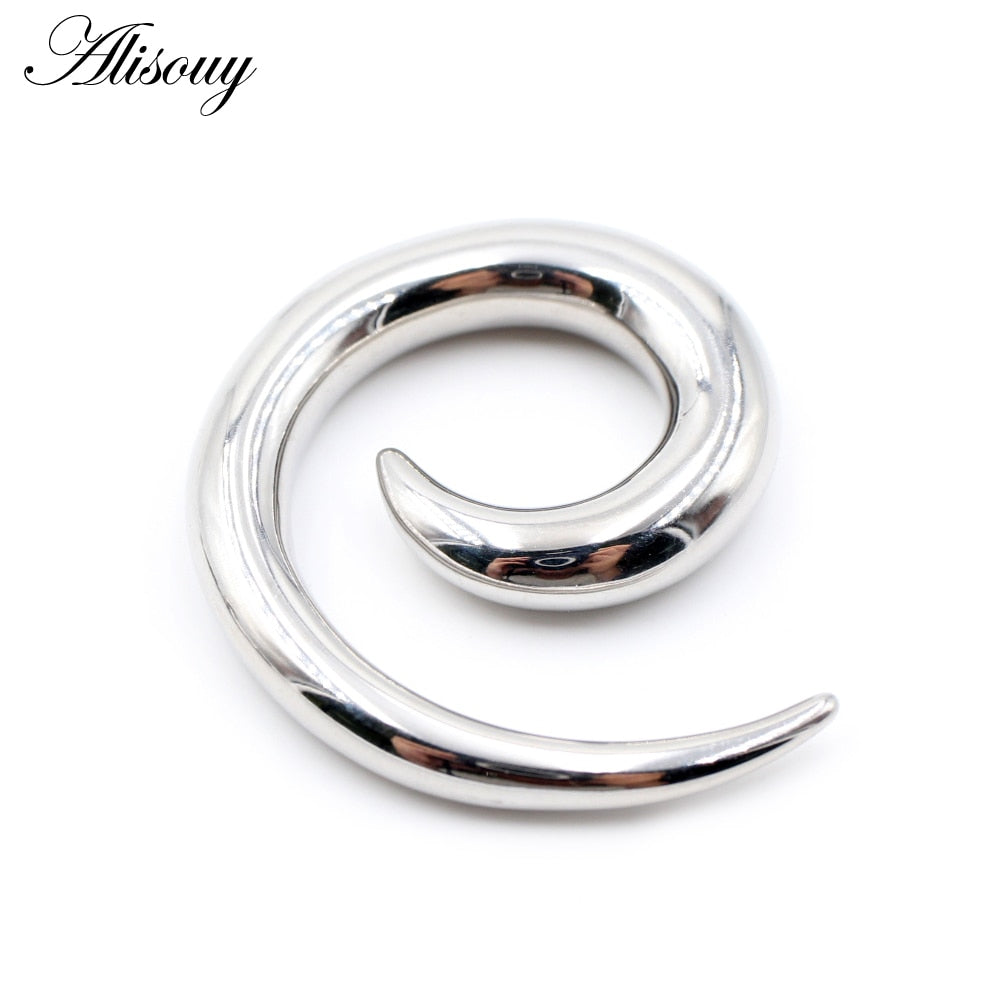 Dragon Hollywood X - 1pc Stainless Steel Spiral Dragon Ear Weights Ear Tunnels Plugs Expander Gauges Body Piercing Jewelry - BEVERLY HILLS - CALIFORNIA - USA