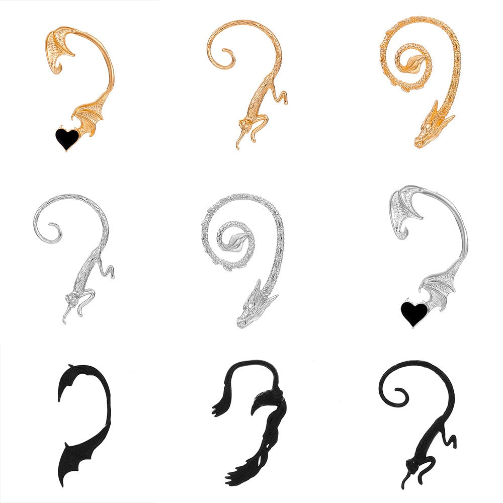 Dragon Hollywood X - Flying Dragon Cat Eagle Animal Clip On Earrings Ear Cuff for Women and Men Ear Wrap Earcuff Cartilage Earring - BEVERLY HILLS - CALIFORNIA - USA
