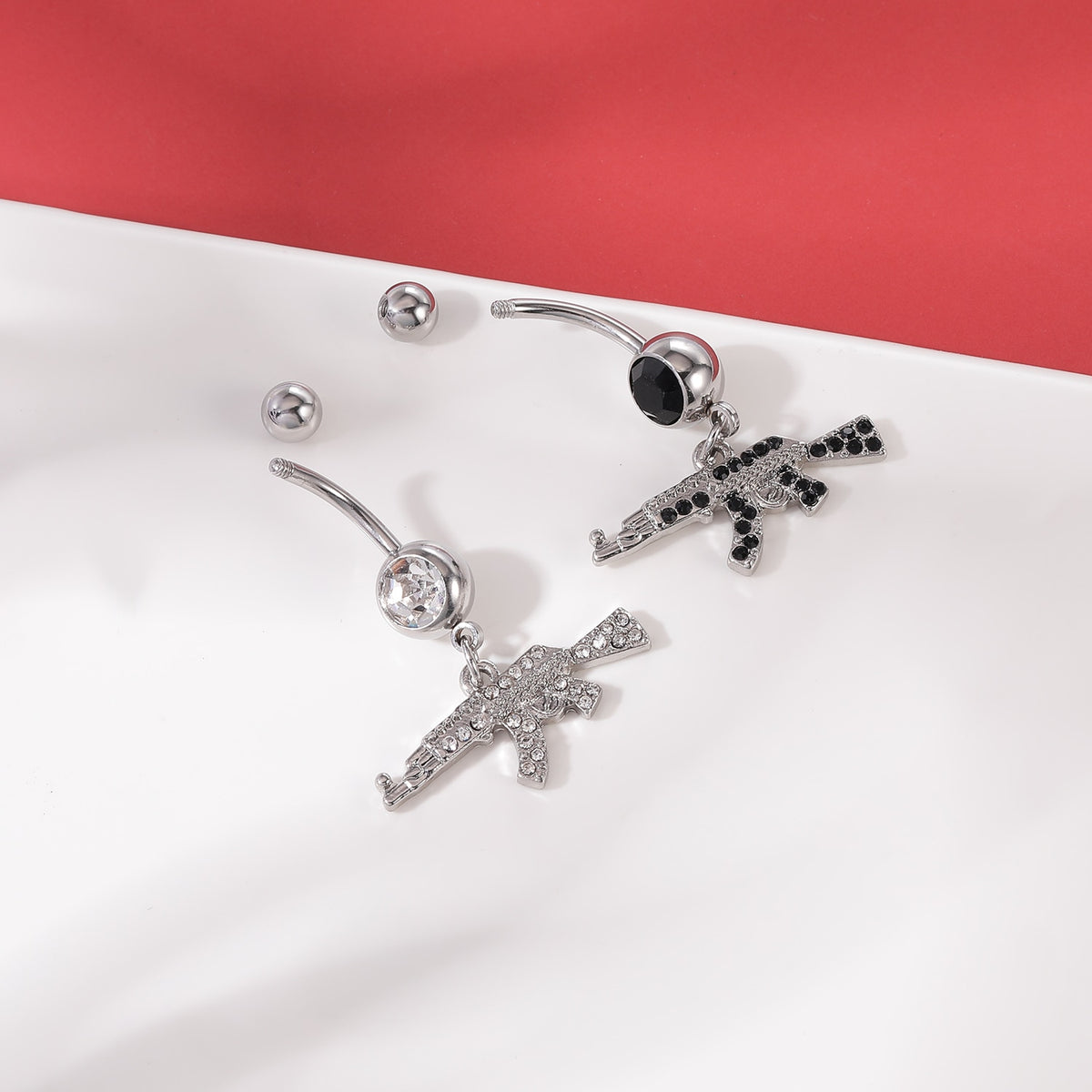 Dragon Hollywood X - 14G Dragon Claw Belly Button Body Ring Women and Men Stainless Steel Navel Ring - Crystal - Heart - Moon - Bee - Bug - Cat - Piercing Body Jewelry - BEVERLY HILLS - CALIFORNIA - USA