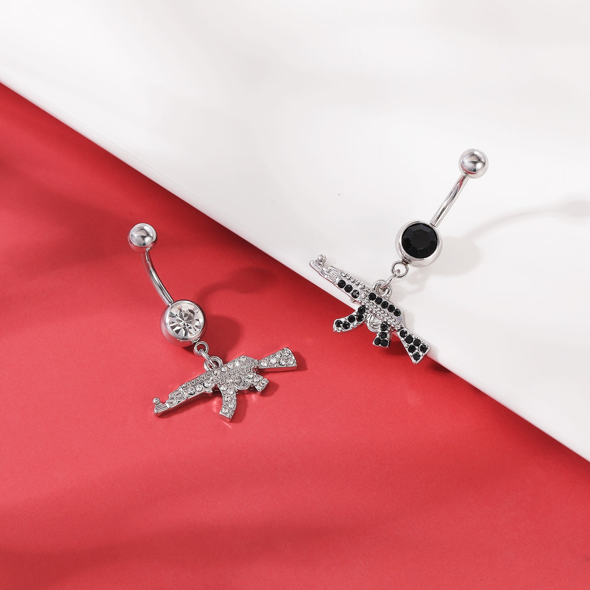 Dragon Hollywood X - 14G Dragon Claw Belly Button Body Ring Women and Men Stainless Steel Navel Ring - Crystal - Heart - Moon - Bee - Bug - Cat - Piercing Body Jewelry - BEVERLY HILLS - CALIFORNIA - USA