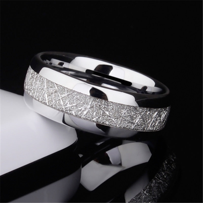 Fashion Men 8mm Black Tungsten Wedding Celtic Dragon Ring Inlaid Green Zircon Punk Men Stainless Steel Green Carbon Fibre Ring