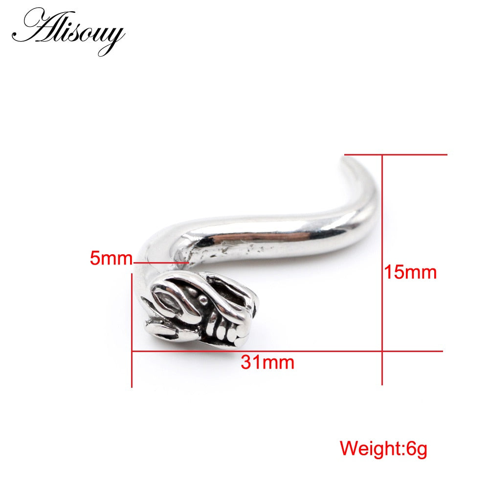 Dragon Hollywood X - 1pc Stainless Steel Spiral Dragon Ear Weights Ear Tunnels Plugs Expander Gauges Body Piercing Jewelry - BEVERLY HILLS - CALIFORNIA - USA