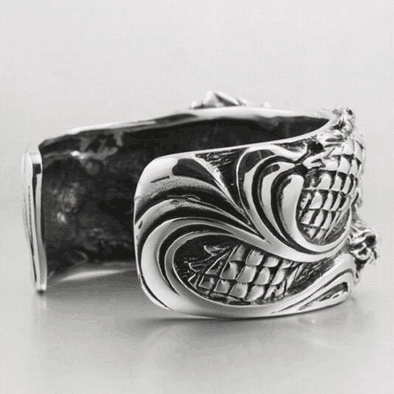 Dragon Hollywood X - Punk Heavy Metal Carved Dragon Bracelet Charm Men Women Wide Bracelet Gothic Motorcycle Rider Rock Party Jewelry Gift - BEVERLY HILLS CALIFORNIA
