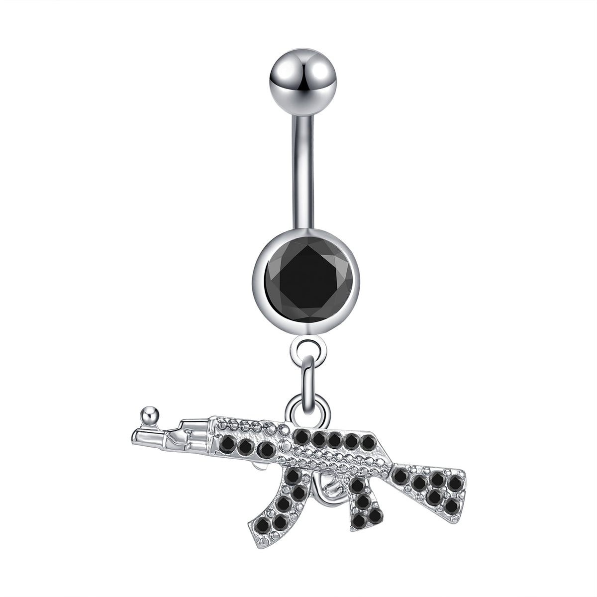 Dragon Hollywood X - 14G Dragon Claw Belly Button Body Ring Women and Men Stainless Steel Navel Ring - Crystal - Heart - Moon - Bee - Bug - Cat - Piercing Body Jewelry - BEVERLY HILLS - CALIFORNIA - USA