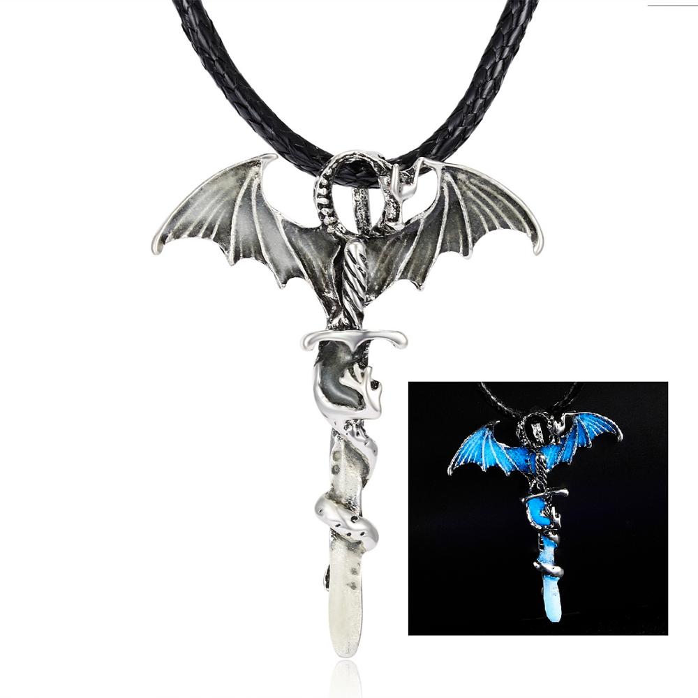 Dragon Hollywood X - Rinhoo Vintage Magic Steampunk Glowing Luminous Punk Dragon Pendants Necklaces Mens Jewelry Glow In the dark Pendant Necklace - BEVERLY HILLS, CALIFORNIA - USA