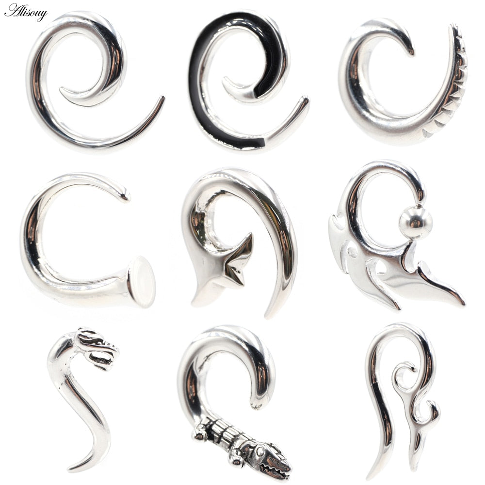 Dragon Hollywood X - 1pc Stainless Steel Spiral Dragon Ear Weights Ear Tunnels Plugs Expander Gauges Body Piercing Jewelry - BEVERLY HILLS - CALIFORNIA - USA