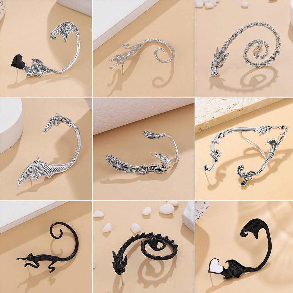 Dragon Hollywood X - Flying Dragon Cat Eagle Animal Clip On Earrings Ear Cuff for Women and Men Ear Wrap Earcuff Cartilage Earring - BEVERLY HILLS - CALIFORNIA - USA