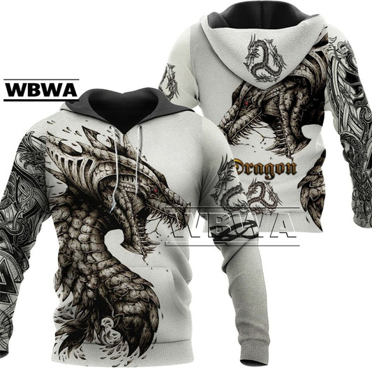 Dragon Hollywood X - UNISEX TATTOO Hoodies Fashion Dragons Lions Wolves Printing Loose Pullover New Pattern Hooded Sweatshirts Comfortable Leisure Jackets - BEVERLY HILLS CALIFORNIA