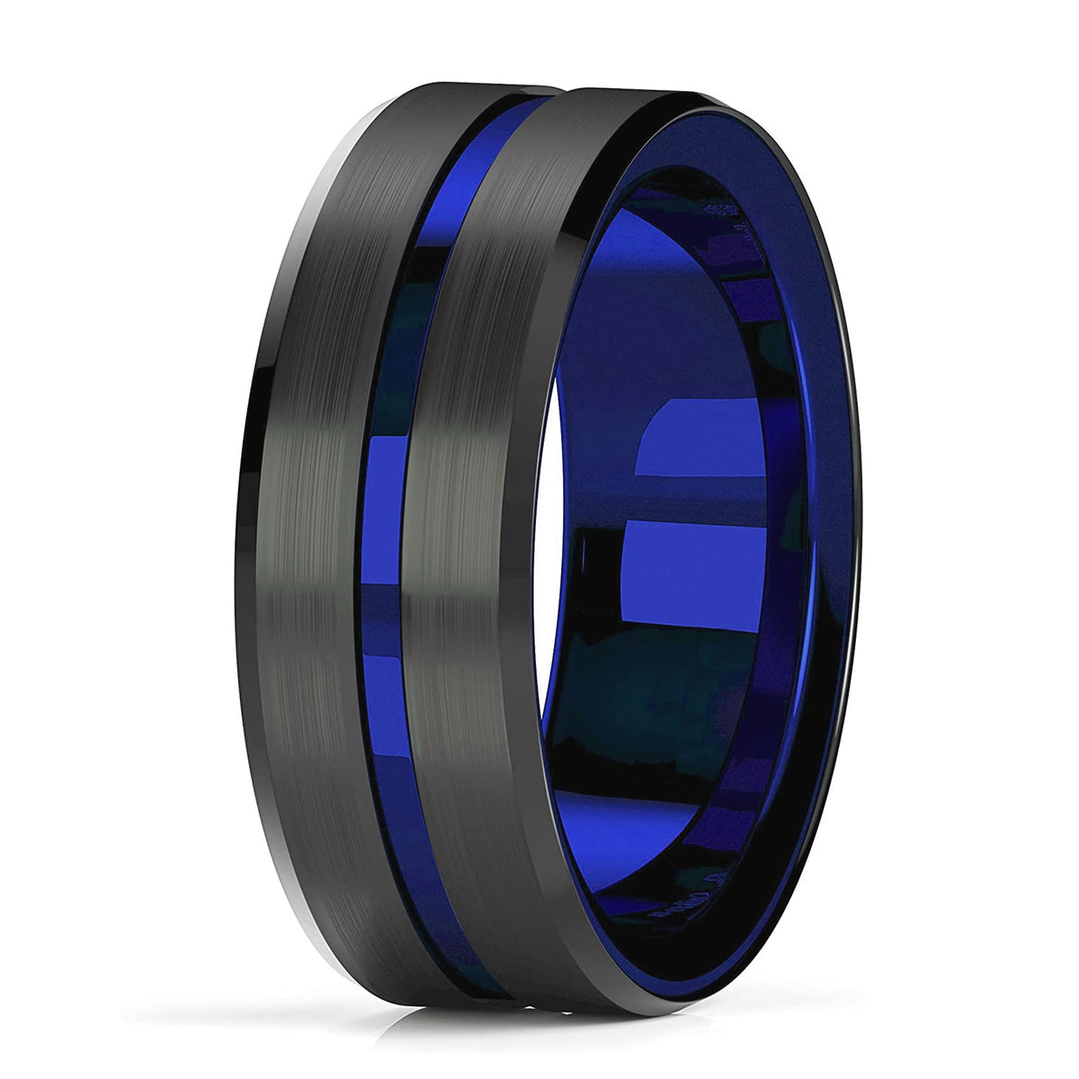 Fashion Men 8mm Black Tungsten Wedding Celtic Dragon Ring Inlaid Green Zircon Punk Men Stainless Steel Green Carbon Fibre Ring
