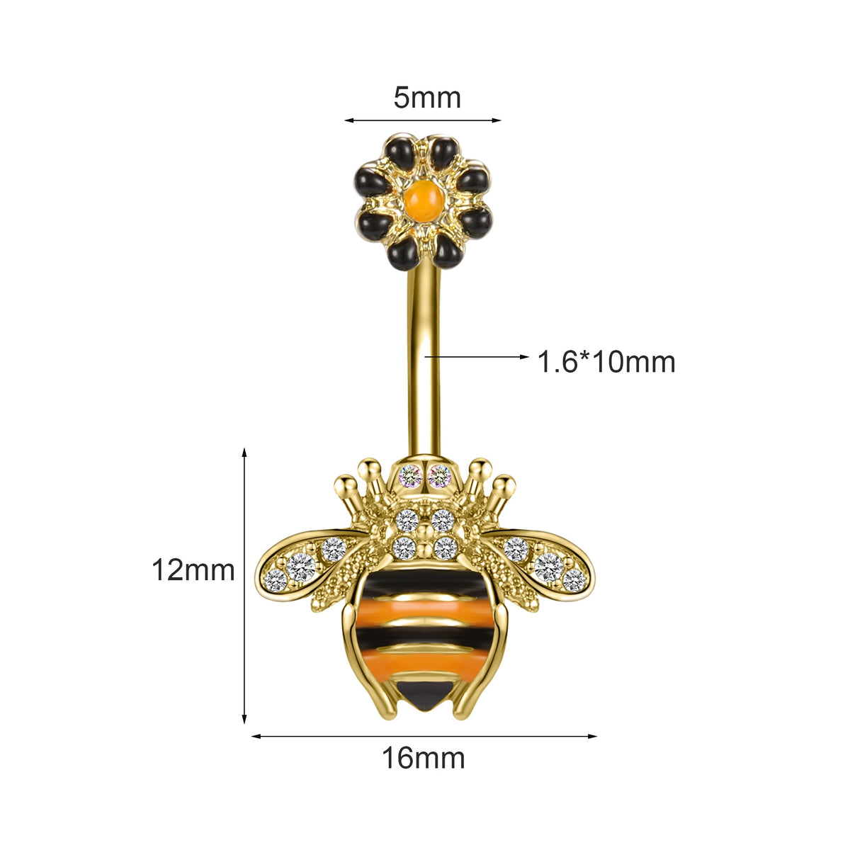 Dragon Hollywood X - 14G Dragon Claw Belly Button Body Ring Women and Men Stainless Steel Navel Ring - Crystal - Heart - Moon - Bee - Bug - Cat - Piercing Body Jewelry - BEVERLY HILLS - CALIFORNIA - USA