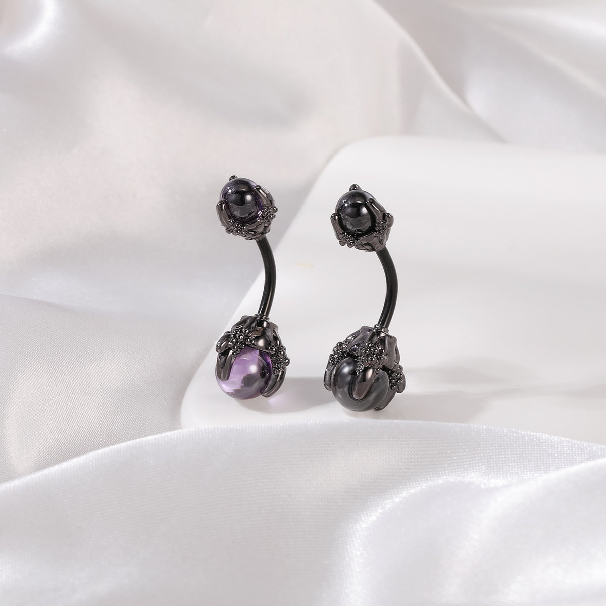 Dragon Hollywood X - 14G Dragon Claw Belly Button Body Ring Women and Men Stainless Steel Navel Ring - Crystal - Heart - Moon - Bee - Bug - Cat - Piercing Body Jewelry - BEVERLY HILLS - CALIFORNIA - USA