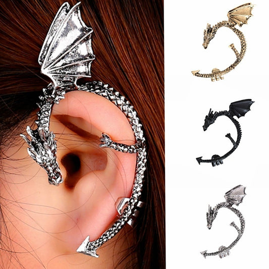 Dragon Hollywood X - Personality Gothic Vintage Dragon Ear Cuff Earrings For Women AND Men Earcuff Clip On Earrings Without Piercing Orecchini - BEVERLY HILLS - CALIFORNIA - USA