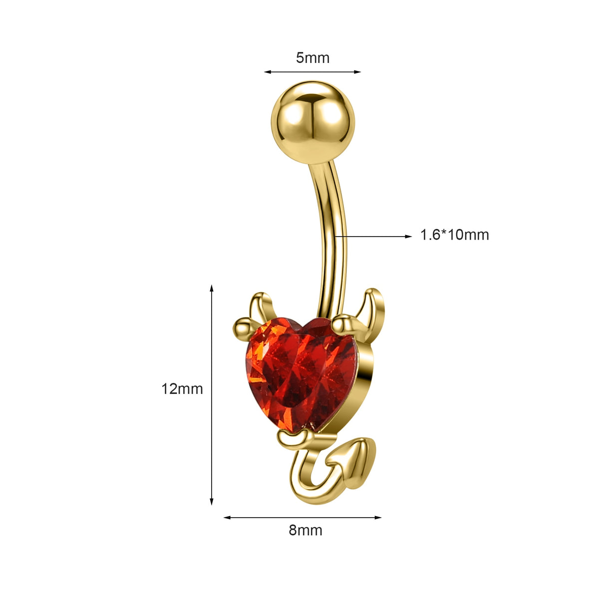 Dragon Hollywood X - 14G Dragon Claw Belly Button Body Ring Women and Men Stainless Steel Navel Ring - Crystal - Heart - Moon - Bee - Bug - Cat - Piercing Body Jewelry - BEVERLY HILLS - CALIFORNIA - USA