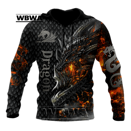 Dragon Hollywood X - Beautiful Fire Dragon 3D All Over Printed UNISEX Hoodie hoodies Sweatshirt Streetwear Casual Jacket Tracksuit - BEVERLY HILLS CALIFORNIA