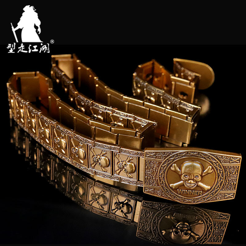 Dragon Hollywood X - UNISEX - Stainless steel Belt metal waistband Golden Skull Skeleton Buckle Self-defense high quality gold belt - BEVERLY HILLS CALIFORNIA