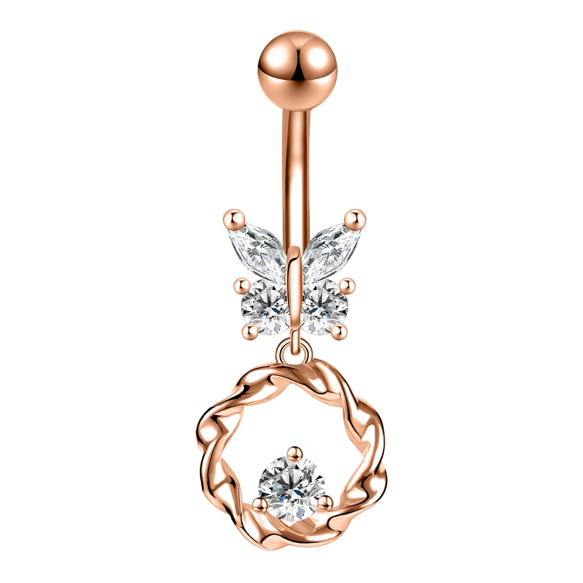Dragon Hollywood X - 14G Dragon Claw Belly Button Body Ring Women and Men Stainless Steel Navel Ring - Crystal - Heart - Moon - Bee - Bug - Cat - Piercing Body Jewelry - BEVERLY HILLS - CALIFORNIA - USA