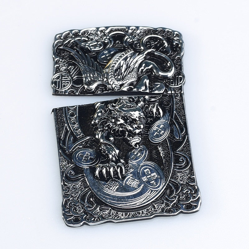 Dragon Hollywood X - Personality 3D Dragon Head Pattern DIY Metal Badge For ZP Kerosene Oil Lighters Grind Wheel Lighter Decor Accessory