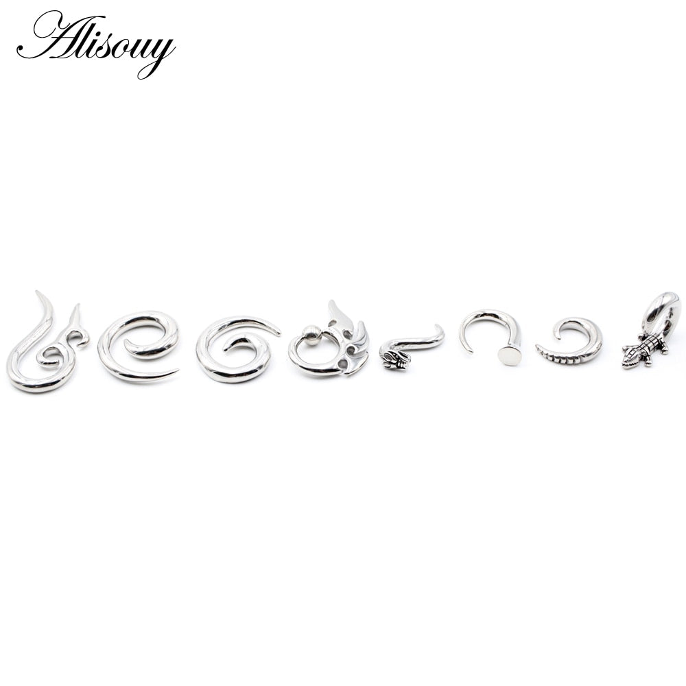 Dragon Hollywood X - 1pc Stainless Steel Spiral Dragon Ear Weights Ear Tunnels Plugs Expander Gauges Body Piercing Jewelry - BEVERLY HILLS - CALIFORNIA - USA