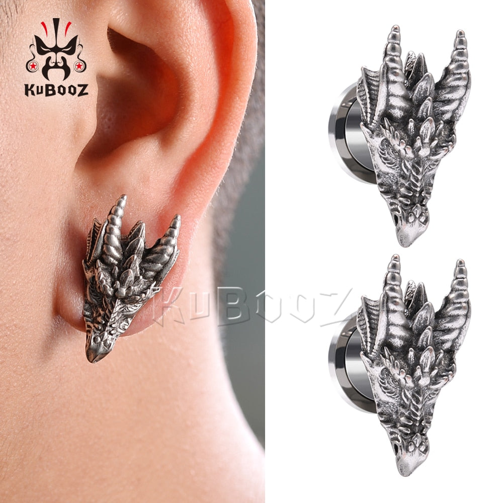 Dragon Hollywood X - Stainless Steel Fire Dragon Ear Tunnels Expanders Body Piercing Jewelry Earring Plugs Gauges Stretchers 2PCS - BEVERLY HILLS - CALIFORNIA - USA