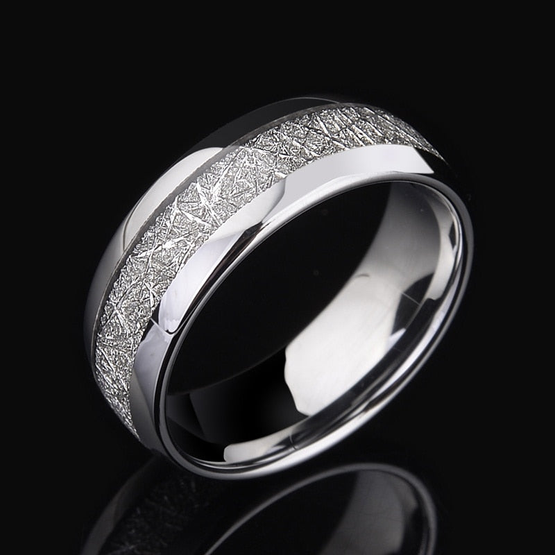 Fashion Men 8mm Black Tungsten Wedding Celtic Dragon Ring Inlaid Green Zircon Punk Men Stainless Steel Green Carbon Fibre Ring