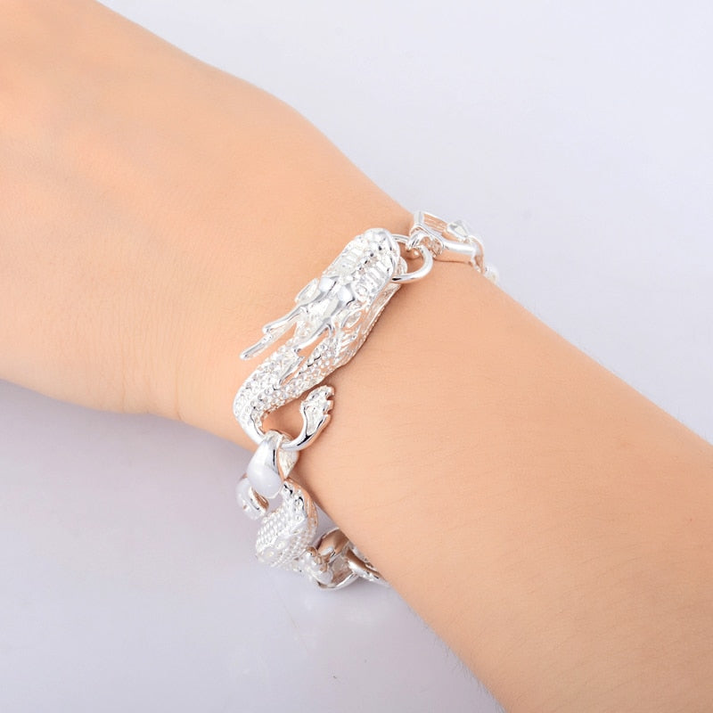 Dragon Hollywood X - 925 Sterling Silver Color Bracelets  White Chinese Dragon Chain Bracelets For Men Fashion Jewelry Pulseira Male - BEVERLY HILLS-CALIFORNIA